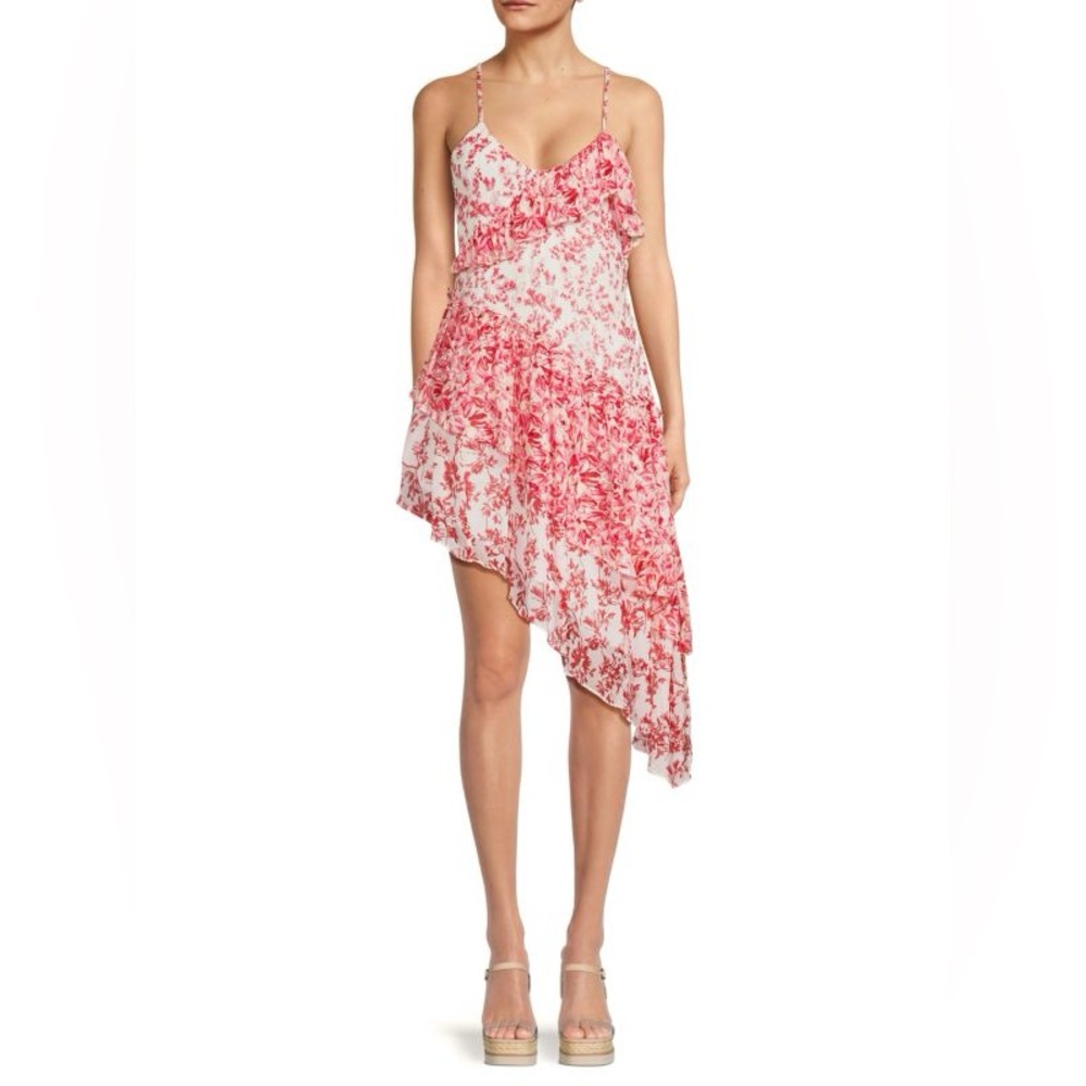 LoveShackFancy Red Floral Asymmetrical Dress